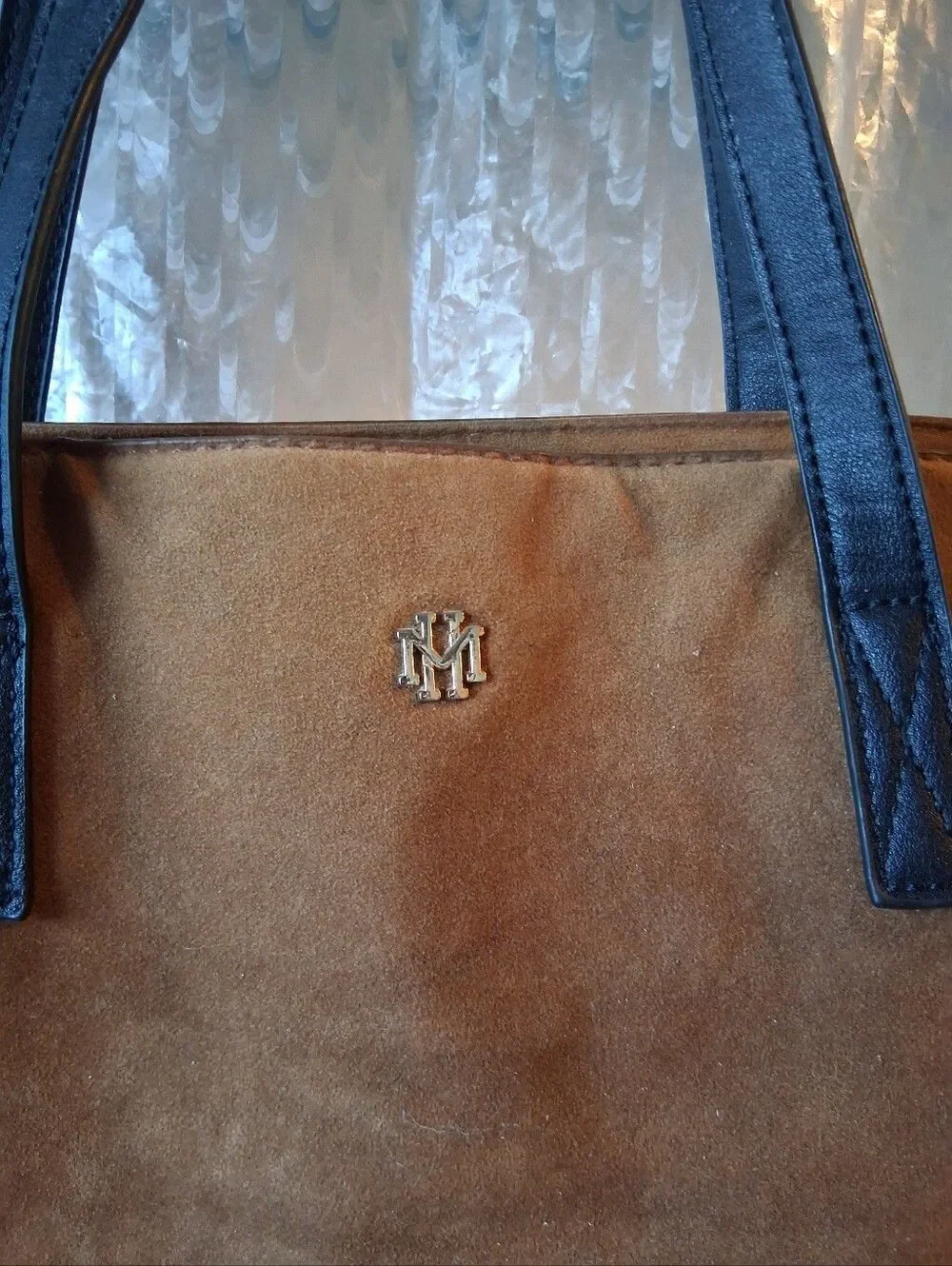 Mark & Hall Brown Suede & Black Leather Two-Tone Tote Preowned